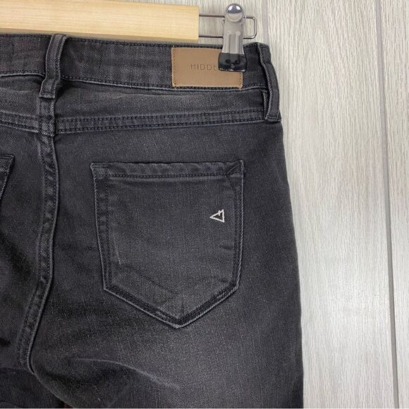 Hidden | Black Floral Embroidered Raw Hem Skinny Jeans Size 24 - Picture 4 of 8